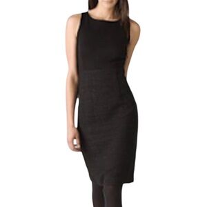 THEORY Yeneth Black Tweed Sheath Dress Mixed Media Wool Blend Boatneck - Size 0